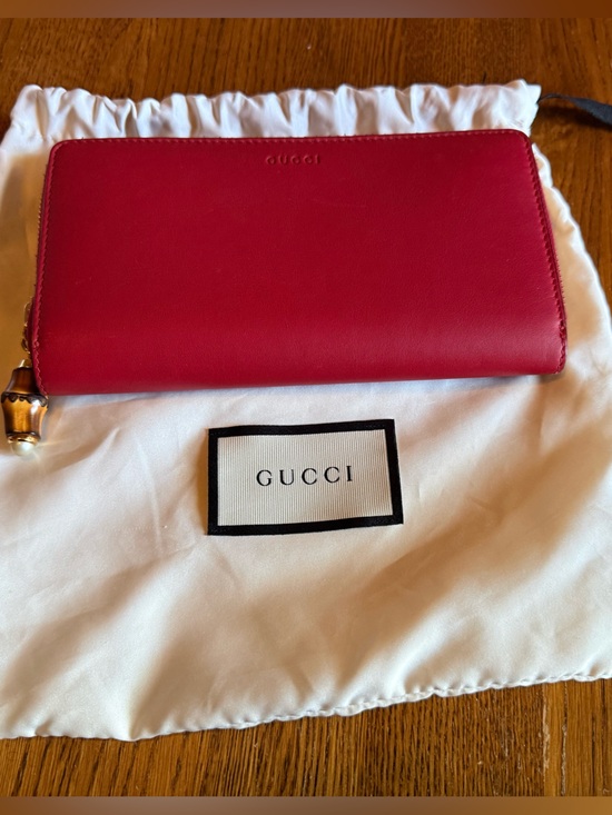 Gucci Handbags - Gucci Red Zip-Around Wallet